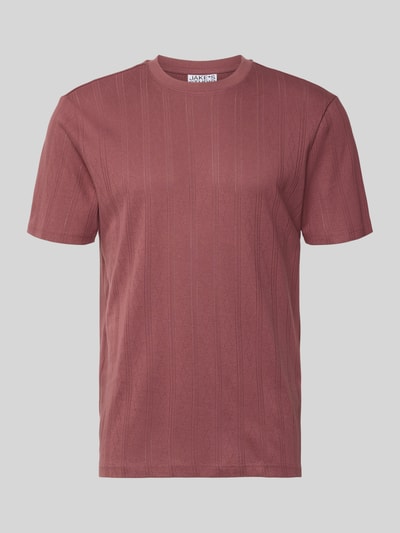 Produktfoto, Regular Fit T-Shirt mit Allover-Loch-Stitching von JAKE*S STUDIO MEN aus Reine Baumwolle in Rot, Rundhalsausschnitt, Kurzärmelig, Rückenlänge bei Größe M: 68 cm