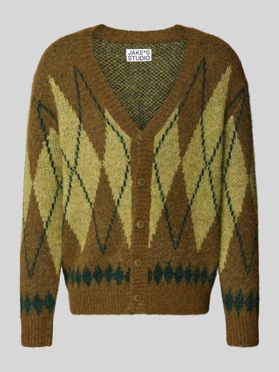 JAKE*S STUDIO MEN Strickjacke mit V-Ausschnitt Mittelbraun 2