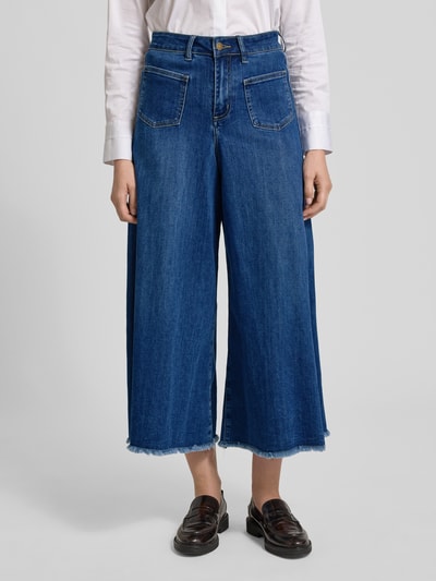 Apricot Jeansy z szeroką nogawką i frędzlami Granatowy 4