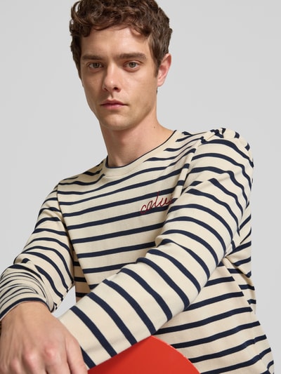 Calvin Klein Jeans Bluzka z długim rękawem, wyhaftowanym logo i okrągłym dekoltem Złamany biały 3