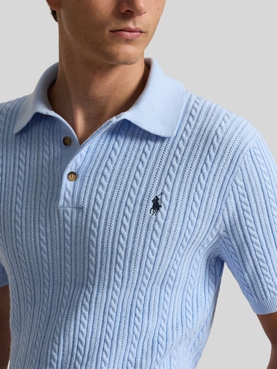 Polo Ralph Lauren Slim Fit Poloshirt aus Baumwoll-Strick Hellblau 3