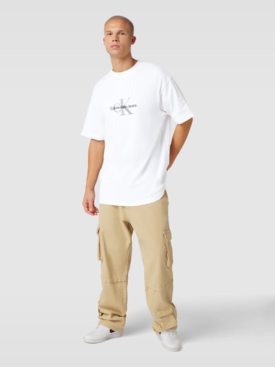 Calvin Klein Jeans Oversized T-Shirt mit Label-Stitching Weiss 1