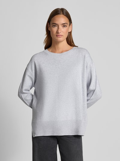 comma Strickpullover aus Viskose-Mix mit Rundhalsausschnitt Hellgrau 4