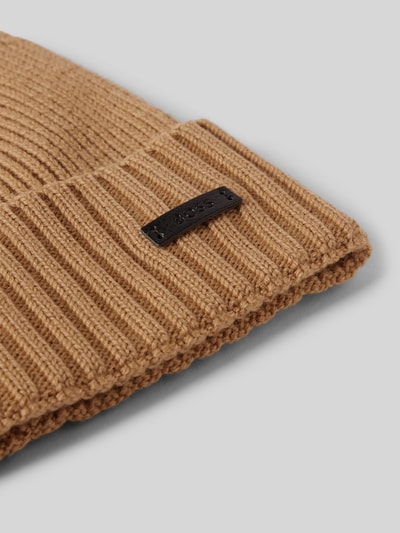 BOSS Beanie aus Schurwolle mit Label-Detail Modell 'Fati' Beige 2