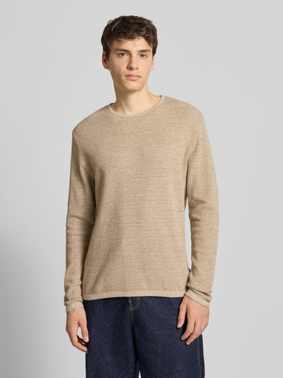 Jack & Jones Gebreide pullover met geribde ronde hals, model 'GEORGE' Beige gemêleerd - 4