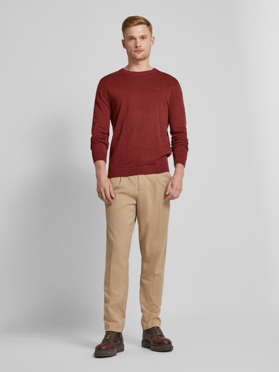 Tom Tailor Gebreide pullover met labelstitching, model 'BASIC' Bordeaux - 1