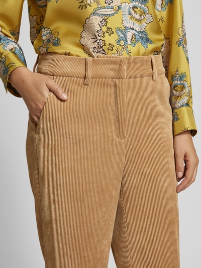 Cambio Wide leg corduroy broek met riemlussen Camel - 3