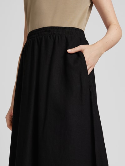 FREE/QUENT Spódnica lniana z elastycznym pasem model ‘Lava’ Czarny 3