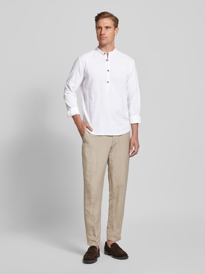 Tom Tailor Denim Relaxed fit linnen overhemd in tuniekstijl Offwhite - 1