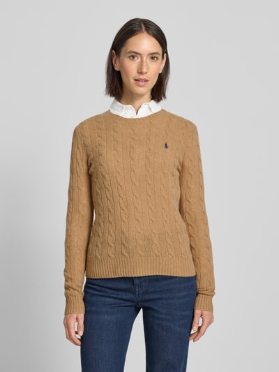 Polo Ralph Lauren Sweter z dzianiny z mieszanki wełny i kaszmiru model ‘JULIANNA’ Camel 4