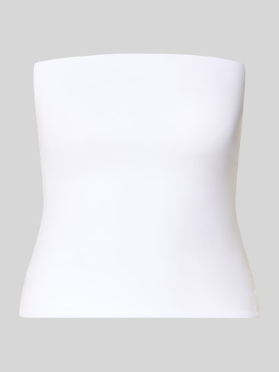 Produktfoto, Schmal geschnittenes Bandeau-Top von REVIEW aus weißem Baumwoll-Elasthan-Mix, Slim-Fit, Off-Shoulder-Look, elastisch, Rückenlänge 28 cm bei Größe S