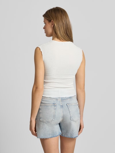 Tommy Jeans Top o kroju slim fit z falbanką Biały 5