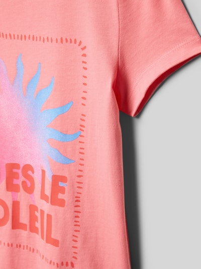 Produktfoto, Regular Fit T-Shirt aus reiner Baumwolle von s.Oliver RED LABEL in rosa, Optik: Unifarben mit Motiv-Print, Jersey, Kurzarm, Rundhals.