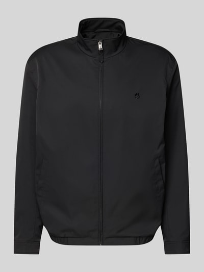 Produktfoto, zwarte regular fit blouson met gestikt logo, model 'H-CARVO' van BOSS, gladde textuur, heren blouson