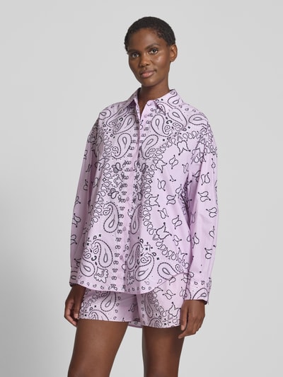 Essentiel Antwerp Oversized Hemdbluse mit Allover-Muster Modell 'HISTENDE' Rosa 4