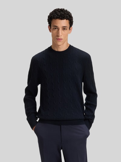 BOSS Regular Fit Strickpullover aus Schurwoll-Kaschmir-Mix Modell 'HETICO' Marine 4