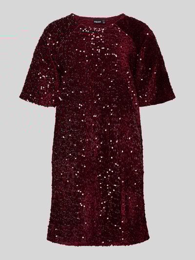 Pieces Schmales Cocktailkleid mit Paillettenbesatz Modell 'KAM' Bordeaux 1