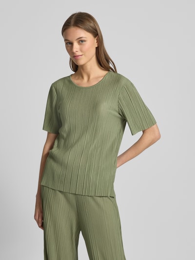 VILA T-Shirt mit Plisseefalten Modell 'PLISA' Khaki 4