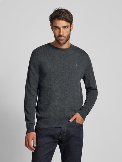 Polo Ralph Lauren Strickpullover aus Lanawolle mit Rundhalsausschnitt Dunkelgrau Melange 4