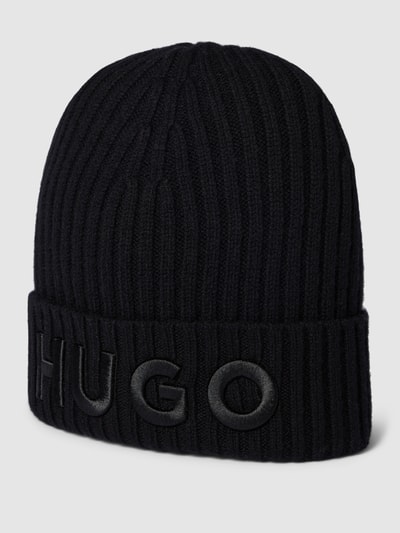 HUGO Czapka beanie z wyhaftowanym logo Czarny 1