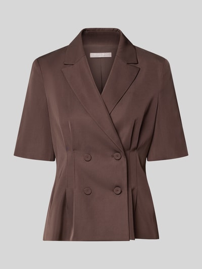 Produktfoto, Blazer in tailliertem Schnitt mit 1/2-Arm von Christian Berg Cocktail, Mieszanka materiałów z lyocellem, efekt błyszczący, dwurzędowy, kołnierz z połami, zapięcie na guzik, długość tyłu w rozmiarze 36: 58 cm