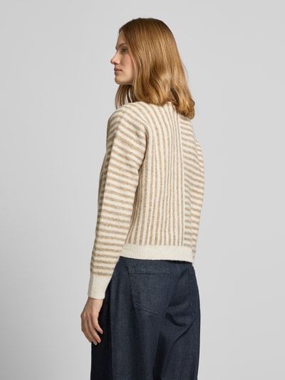 Vero Moda Regular Fit Strickpullover mit Streifenmuster Modell 'URANUS' Beige 5