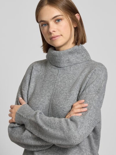 Pieces Regular Fit Rollkragenpullover mit Wollanteil Modell 'MALOU' Hellgrau 3