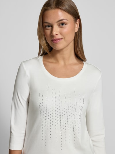 Christian Berg Woman T-Shirt mit Ziersteinbesatz und 3/4-Arm Offwhite 3