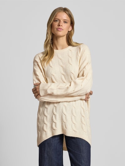 Only Sweter z dzianiny o kroju regular fit z fakturowanym wzorem model ‘JEANETTE’ Złamany biały 4