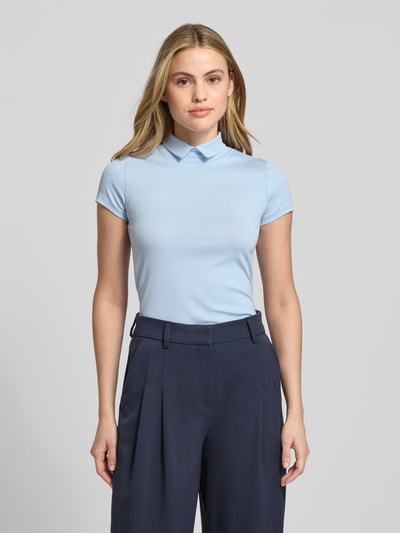 Marc Cain Slim fit T-shirt met polokraag Lichtblauw - 4