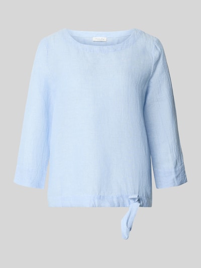 Produktfoto, Relaxed Fit Bluse aus Leinen-Mix von Christian Berg Woman in lichtblauw-wit met fijne strepen, boothals, band met tunnelkoord, 3/4-mouwen, mix van katoen en linnen, ruglengte 61 cm, mouwlengte 46 cm, dames blouse