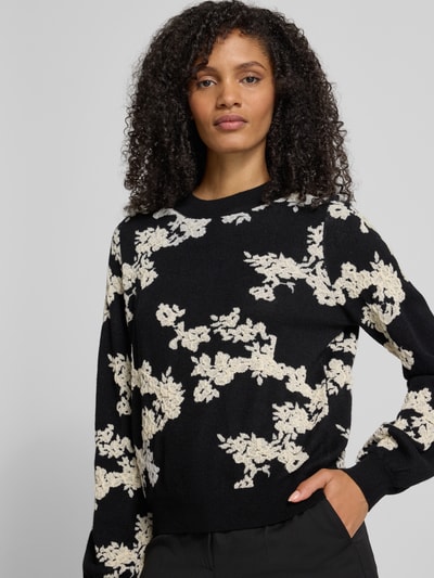 Vero Moda Regular fit gebreide pullover van viscosemix, model 'NANCY' Zwart - 3