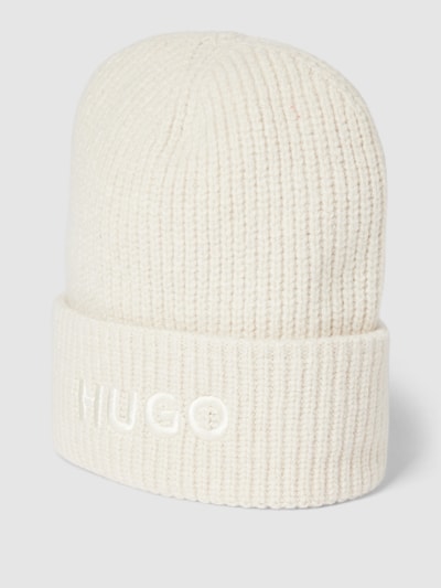 HUGO Beanie mit Label-Stitching Modell 'Social' Offwhite 1