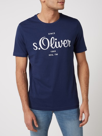 s.Oliver RED LABEL T-shirt z bawełny Granatowy 4