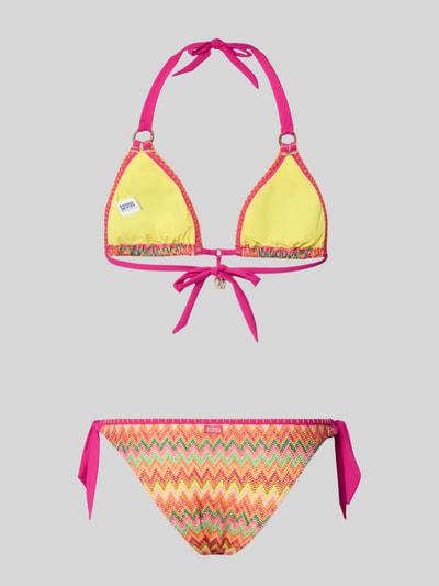 Produktfoto, Bikini z mieszanki materiałów z dodatkiem streczu, dopasowany krój, model 'LIKOSIMA' od Banana Moon, wiązanie na szyi i wiązanie