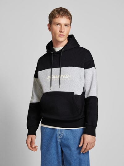 Jack & Jones Hoodie met labelprint, model 'LEGACY' Zwart - 4