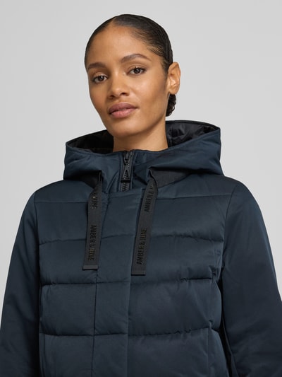 Amber & June Gewatteerde jas met capuchon Donkerblauw - 3
