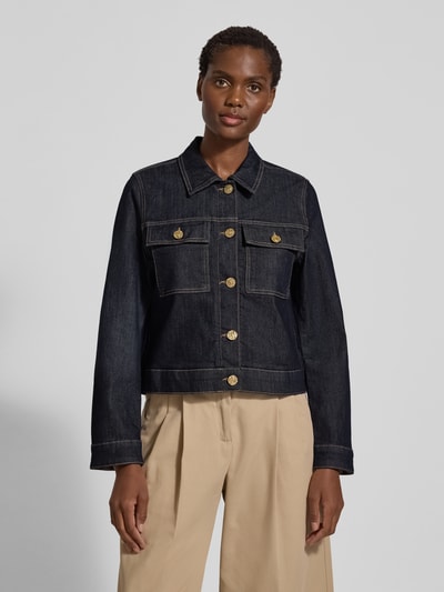 s.Oliver BLACK LABEL Regular Fit Jeansjacke aus Baumwoll-Mix Dunkelblau 4