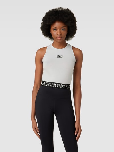 EA7 Emporio Armani Cropped Tanktop mit Label-Saum Modell 'NATURAL VENTUS7' Hellgrau 4