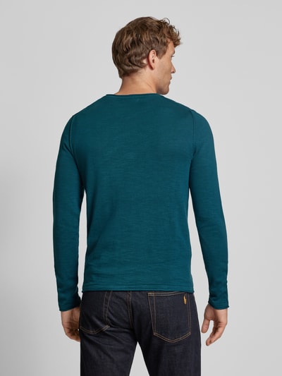 s.Oliver RED LABEL Regular Fit Strickpullover mit gerollten Bundabschlüssen Petrol 5