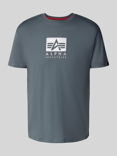 Alpha Industries T-Shirt mit Label-Print und Rundhalsausschnitt Hellblau 2