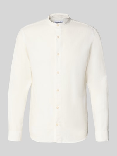 Produktfoto, Freizeithemd mit Leinen-Anteil Modell 'BREEZE' von Jack & Jones in Ecru, Baumwoll-Leinen-Mix, Regular-Fit, Stehkragen, Knopfleiste