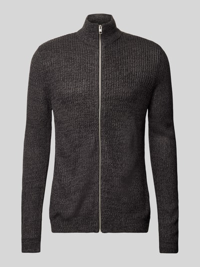 Jack & Jones Cardigan met opstaande kraag, model 'LEWIS' Antraciet gemêleerd - 2