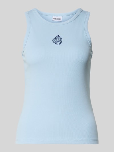 PIECES Slim Fit Top aus Baumwoll-Mix Modell 'MAY' Hellblau 2
