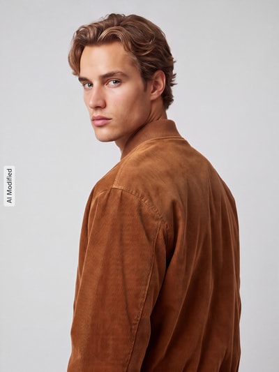 Selected Bomberjacke mit Cordstruktur Camel 3