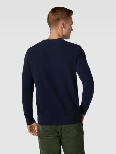 Christian Berg Men Kaschmirpullover mit geripptem Rundhalsausschnitt Marine 5