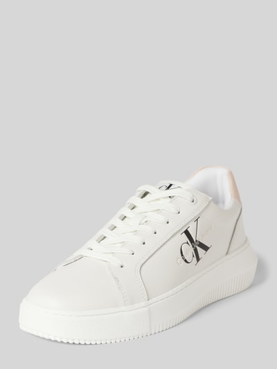 Calvin Klein Jeans Sneakers van leer met labeldetail, model 'CHUNKY' Wit - 1