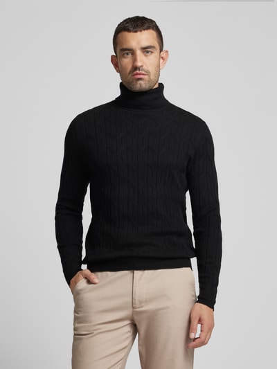 Christian Berg Men Gebreide pullover met structuurmotief Zwart - 4