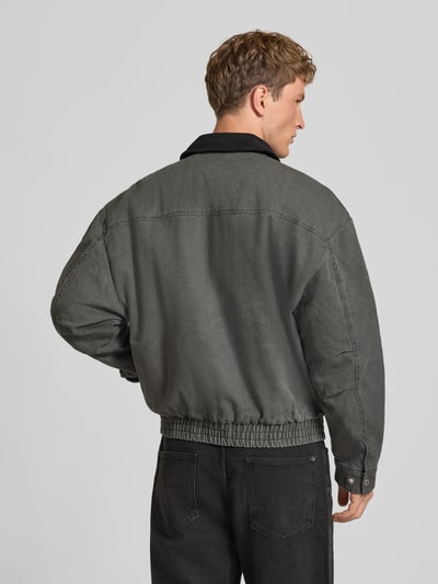 REVIEW Gewaschene Bomberjacke mit Metallverschlüssen Black 5
