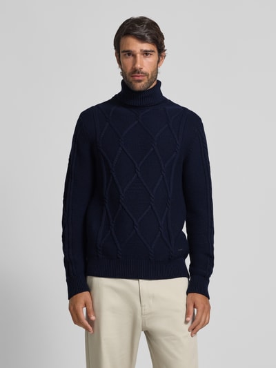 JOOP! Collection Sweter z dzianiny z domieszką kaszmiru model ‘LIONO’ Granatowy 4